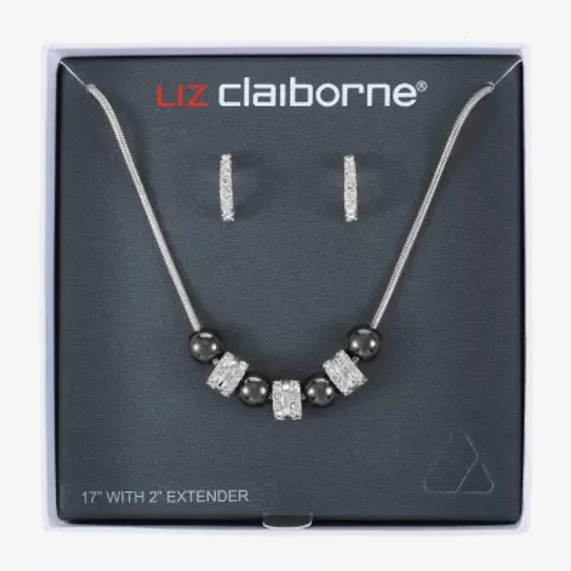 Liz Claiborne Collar Necklace And Hoop Earring Womens Glass 2-pc. Jewelry Set