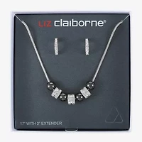 Liz Claiborne Collar Necklace And Hoop Earring Womens Glass 2-pc. Jewelry Set