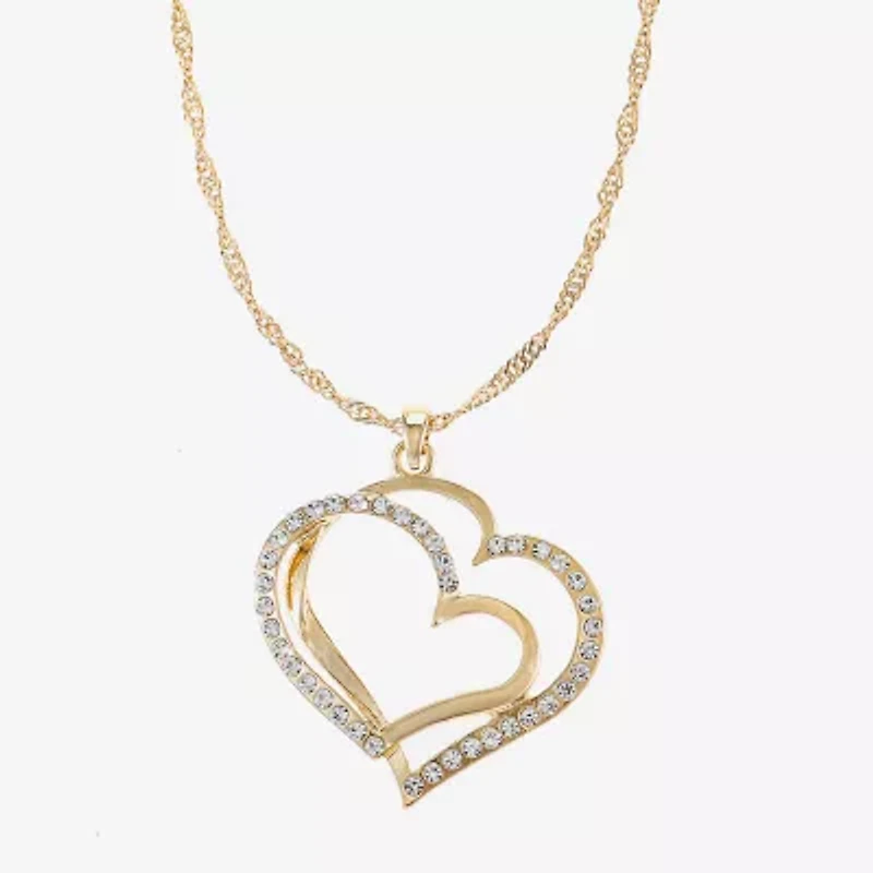 Liz Claiborne Pendant Necklace And Drop Earring Womens Glass Heart 2-pc. Jewelry Set