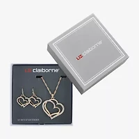 Liz Claiborne Pendant Necklace And Drop Earring Womens Glass Heart 2-pc. Jewelry Set
