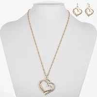 Liz Claiborne Pendant Necklace And Drop Earring Womens Glass Heart 2-pc. Jewelry Set
