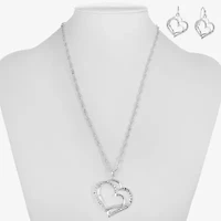 Liz Claiborne Pendant Necklace And Drop Earring Womens Glass Heart 2-pc. Jewelry Set