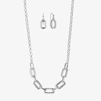 Liz Claiborne Link Necklace And Drop Earring Womens Glass 2-pc. Jewelry Set