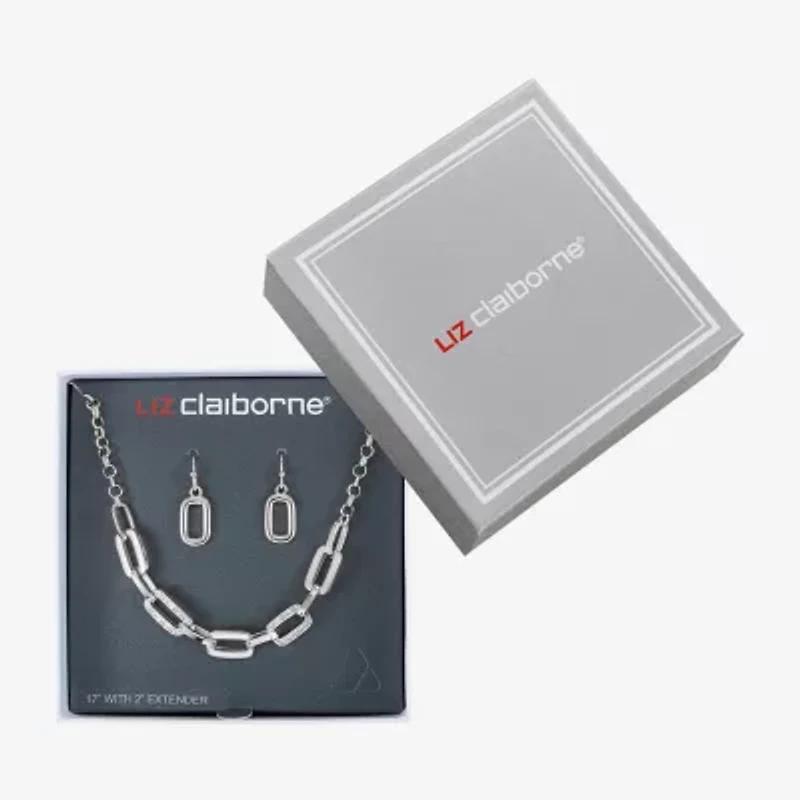 Liz Claiborne Link Necklace And Drop Earring Womens Glass 2-pc. Jewelry Set