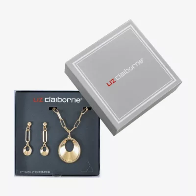 Liz Claiborne Pendant Necklace And Drop Earring Womens 2-pc. Jewelry Set