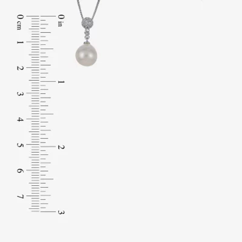 Cultured Freshwater Pearl And Genuine White Topaz Sterling Silver Pendant