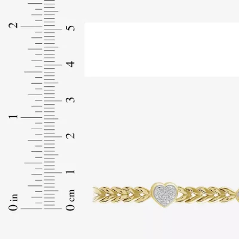 Womens 1/5 CT. Natural White Diamond 10K Gold Over Silver Heart Infinity 7 Inch Tennis Bracelet