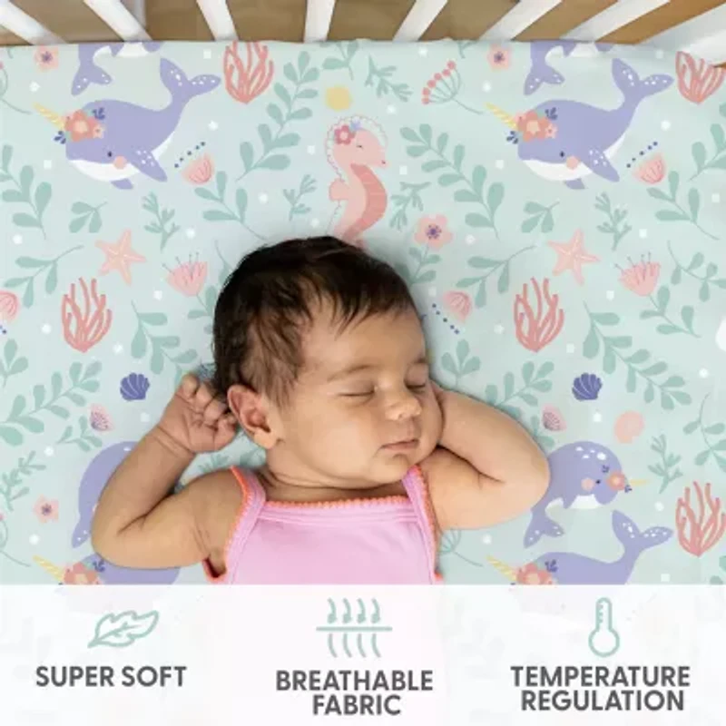 The Peanutshell Ocean Girl 4-pc. Nintendo Crib Sheet