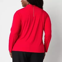 Liz Claiborne Womens Cowl Neck Long Sleeve Plus Blouse