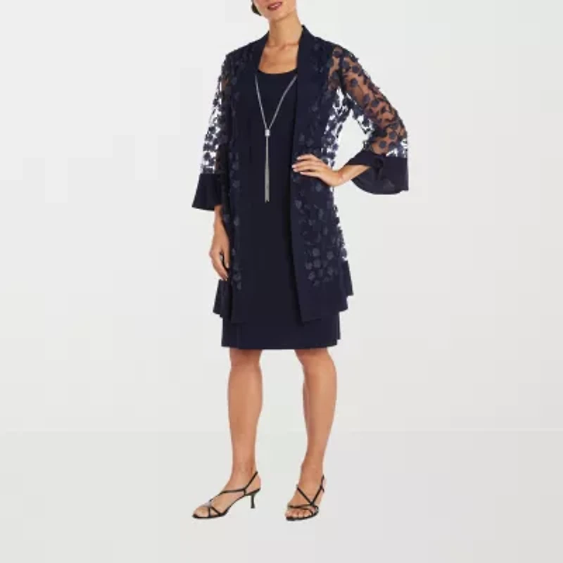 R & M Richards Floral Womens Floral Jacket Dress