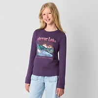 Thereabouts Little & Big Kid Girls Round Neck Long Sleeve Regular Fit Graphic T-Shirt