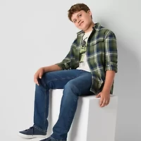 Thereabouts Little & Big Kid Boys Long Sleeve Regular Fit Flannel Shirt