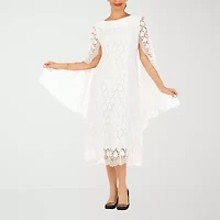 Giovanna Collection Womens Embellished Embroidered Midi Leaf Shift Dress