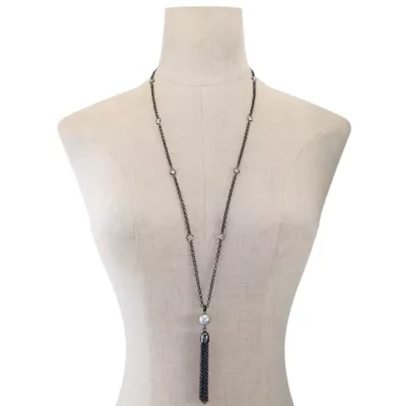 Liz Claiborne Womens White Simulated Pearl 32 Inch Pendant Necklace