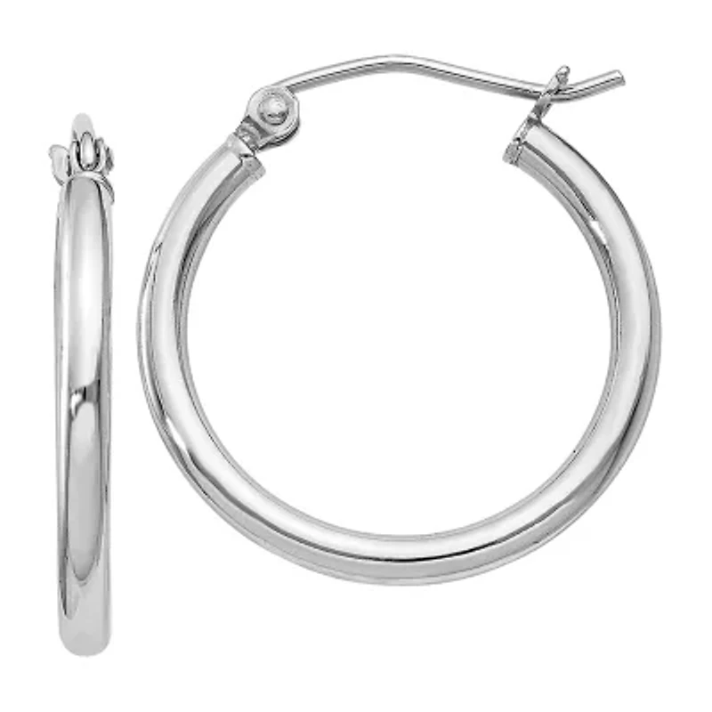 Womens Sterling Silver Titanium 21mm Hoop Earrings