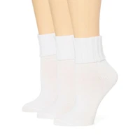 Mixit Ribbed Womens Multi-Pack 3 Pair Turncuff Socks