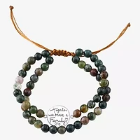 Footnotes Family Womens Multi Color Jasper Round Beaded Bracelet