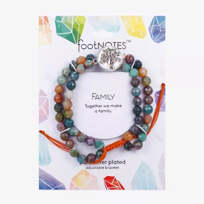 Footnotes Family Womens Multi Color Jasper Round Beaded Bracelet