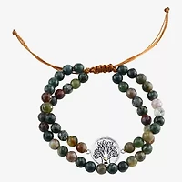 Footnotes Family Womens Multi Color Jasper Round Beaded Bracelet