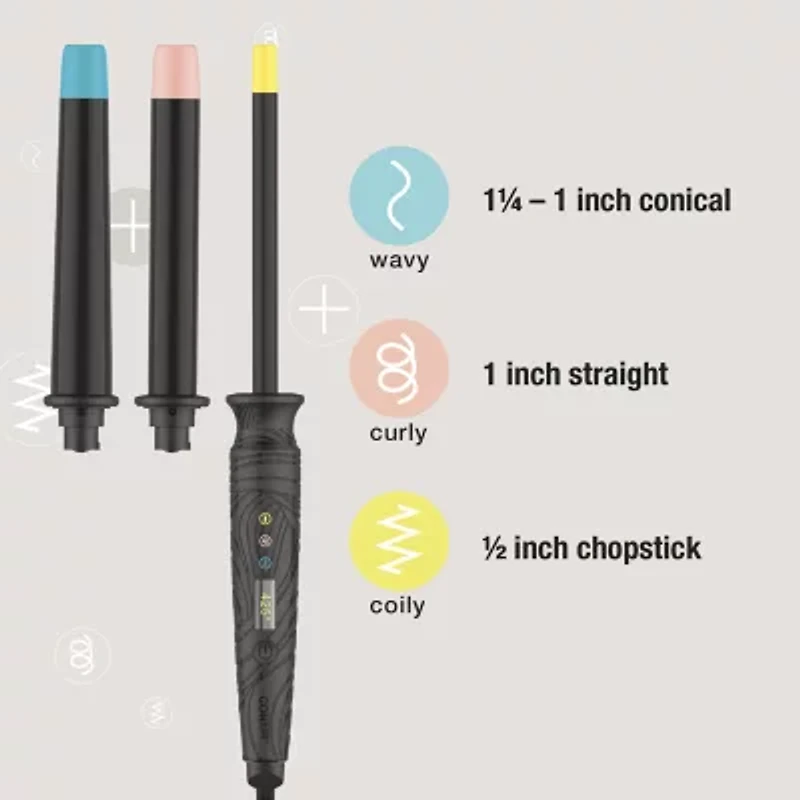 Conair Curl Collective 3 In 1 Ceramic Wand Curling Iron