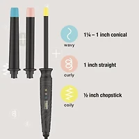 Conair Curl Collective 3 In 1 Ceramic Wand Curling Iron