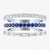 Womens Lab Created Gemstone Sterling Silver Ring Sets
