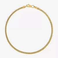 Unisex Adult 10K Gold 8 Inch Solid Snake Chain Bracelet