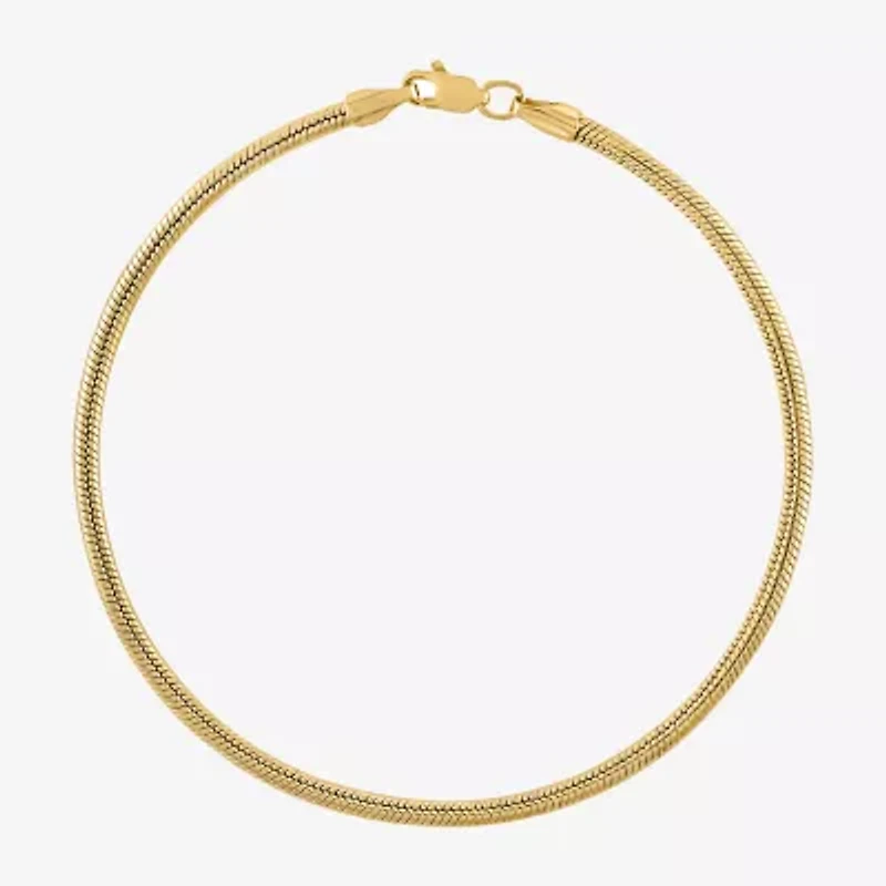 Unisex Adult 10K Gold Solid Snake Chain Bracelet
