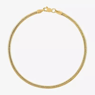 Unisex Adult 10K Gold Solid Snake Chain Bracelet