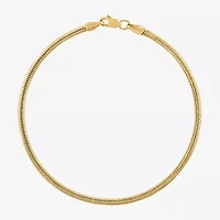 Unisex Adult 10K Gold Solid Snake Chain Bracelet