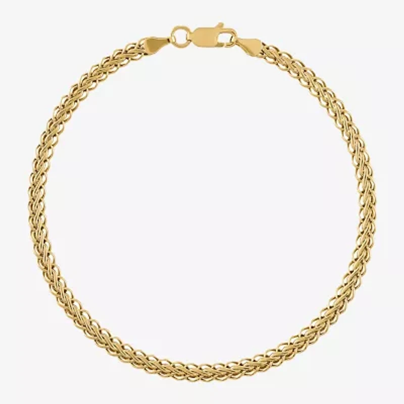 Unisex Adult 14K Gold 8 1/2 Inch Hollow Wheat Chain Bracelet