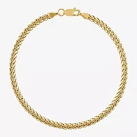 Unisex Adult 14K Gold 8 1/2 Inch Hollow Wheat Chain Bracelet