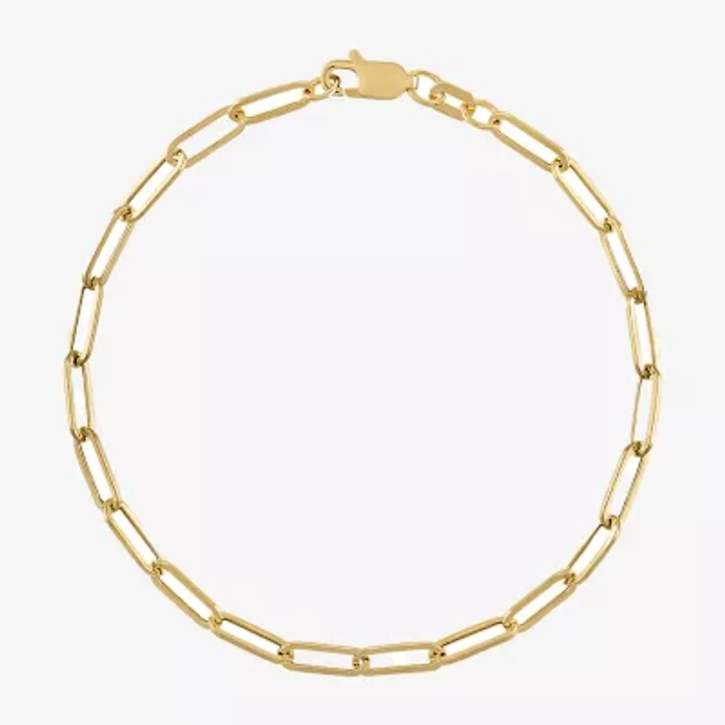 Unisex Adult 14K Gold Semisolid Paperclip Chain Bracelet