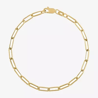 Unisex Adult 14K Gold Semisolid Paperclip Chain Bracelet