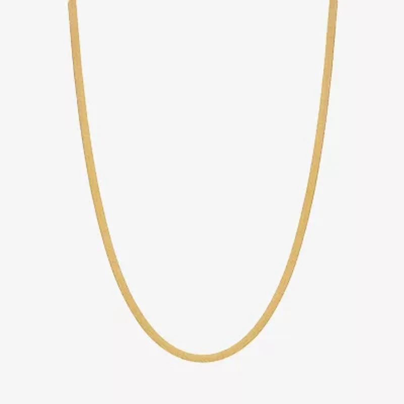 Unisex Adult 10K Gold 24 Inch Herringbone Chain Necklace