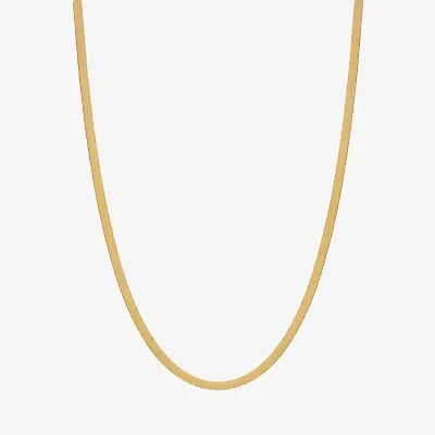 Unisex Adult 10K Gold 24 Inch Herringbone Chain Necklace