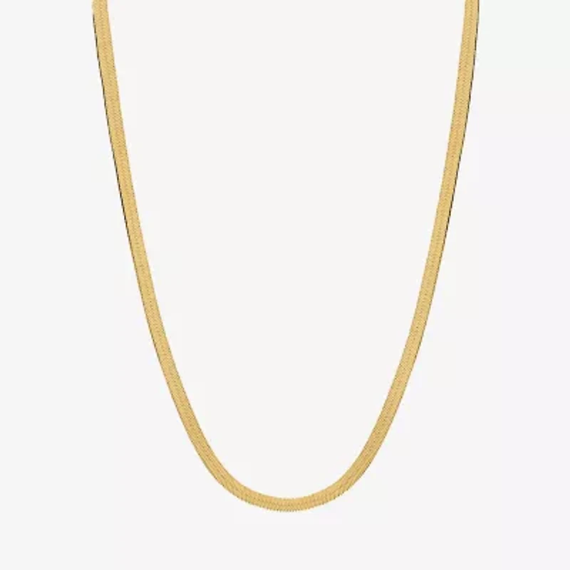 Unisex Adult 10K Gold 20 Inch Herringbone Chain Necklace