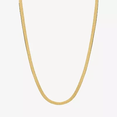 Unisex Adult 10K Gold 20 Inch Herringbone Chain Necklace