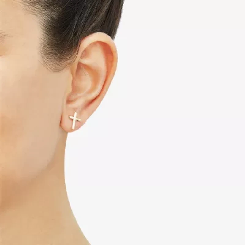 Gold Opulence Womens 14K Gold 8.6mm Cross Single Earring