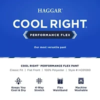Haggar Cool Right Performance Flex Mens Classic Fit Flat Front Pant