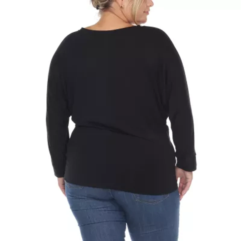 White Mark Womens Round Neck Long Sleeve Tunic Top