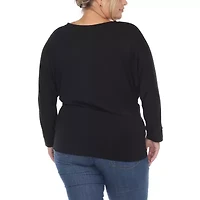 White Mark Womens Round Neck Long Sleeve Tunic Top