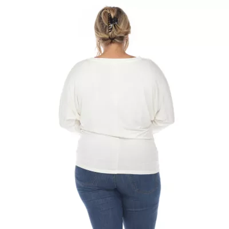White Mark Womens Round Neck Long Sleeve Tunic Top