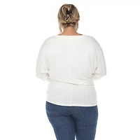 White Mark Womens Round Neck Long Sleeve Tunic Top