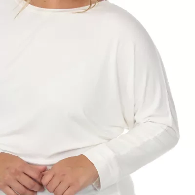White Mark Womens Round Neck Long Sleeve Tunic Top