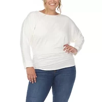 White Mark Womens Round Neck Long Sleeve Tunic Top
