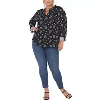 White Mark Womens Split Crew Neck Long Sleeve Tunic Top