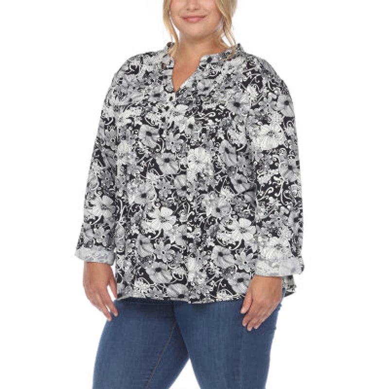 White Mark Womens Long Sleeve Tunic Top