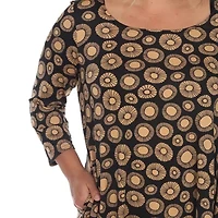 White Mark Womens Boat Neck 3/4 Sleeve Tunic Top