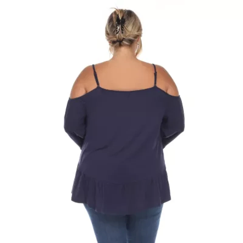 White Mark Womens Square Neck Long Sleeve Tunic Top